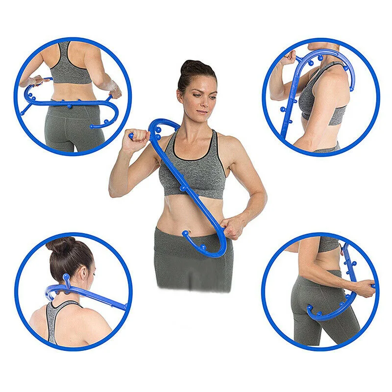 Trigger Point Back Massager for Body Pain Relief Handheld S-Shaped Hook Massage Stick Massage Cane For Neck Back Relaxation