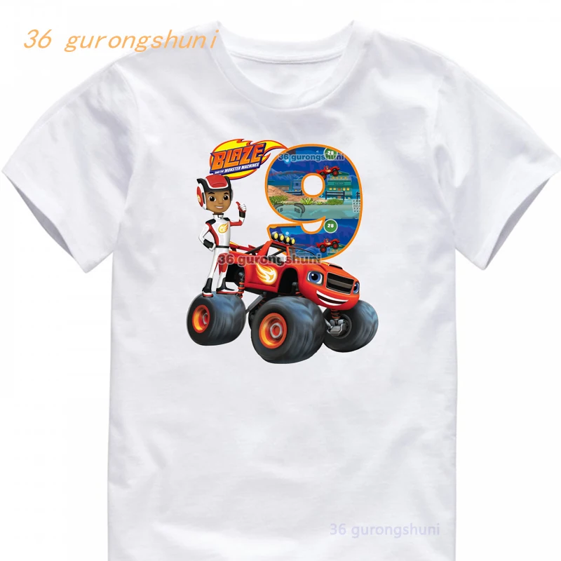 Kids T Shirt Boys T Shirts 5 6 Birthday Blaze And The Monster Machines T-shirts summer Tops For Girls clothing Children Clothes