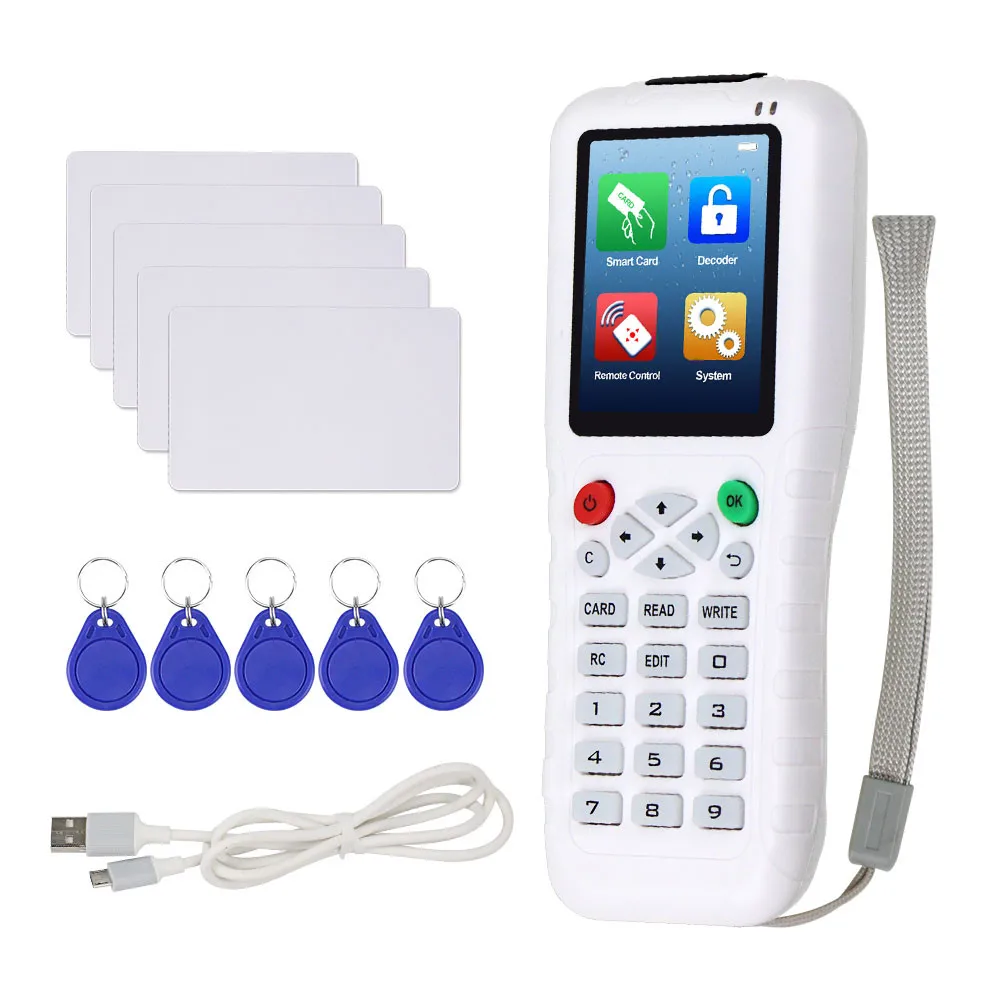 

Handheld 125KHz RFID Duplicator Copier RFID Reader Writer 13.56MHz USB Cloner NFC Programmer Rewritable Cards EM4305/T5577 UID