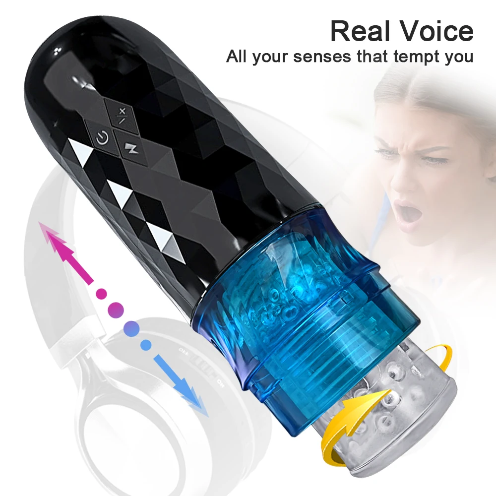 Automatic Telescopic Rotation Male Masturbator Silicone Vagina Real Pronunciation Masturbation Cup Sex Toys for Adults Men 18