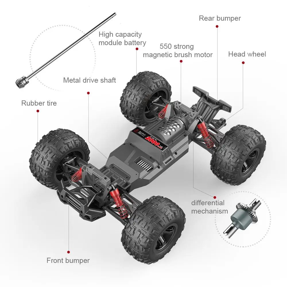 EBOYU S900 RC Car 2.4Ghz 1:10 Scale 4WD RC Car 48KM/H High Speed Big Feet Car Off Road Waterproof Monster Remote Control Car RTR