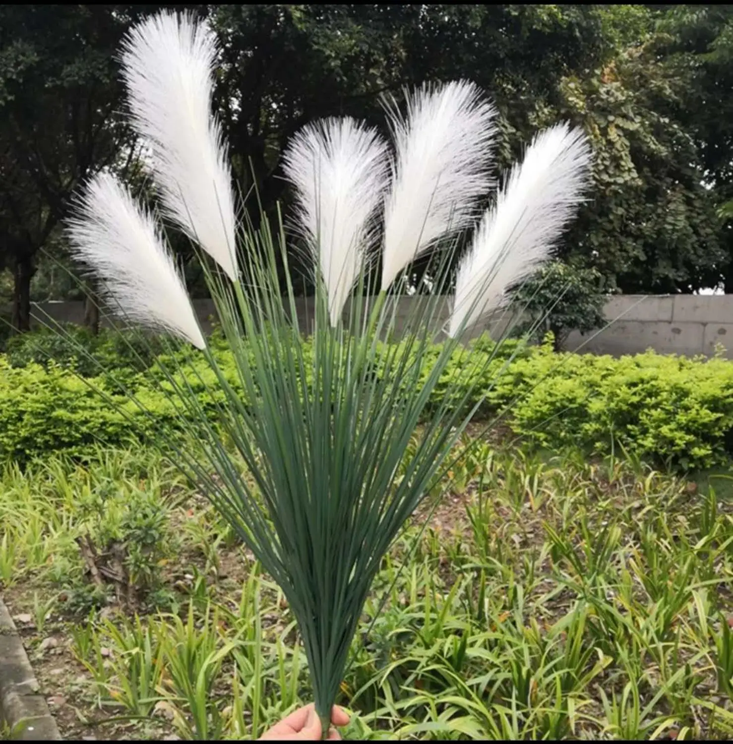 90CM 5Fork Large Artificial Reed Grass Plants Plastic White Wedding Flower DIY Material Office Home Decoration Accessories