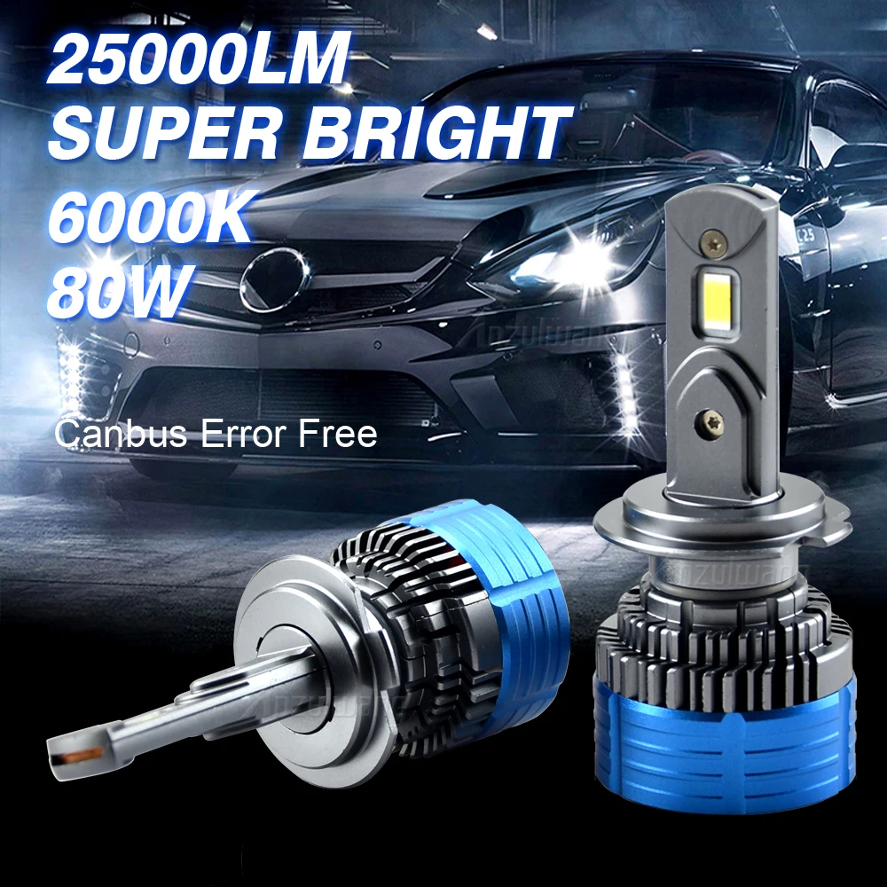 6000K K4C H7 H4 مصباح ليد Bulbs12V سوبر Beight H1 H11 الصمام مصباح تلقائي H13 9004 9005 9006 الضباب ضوء مصباح ل سيارة 80W 25000LM