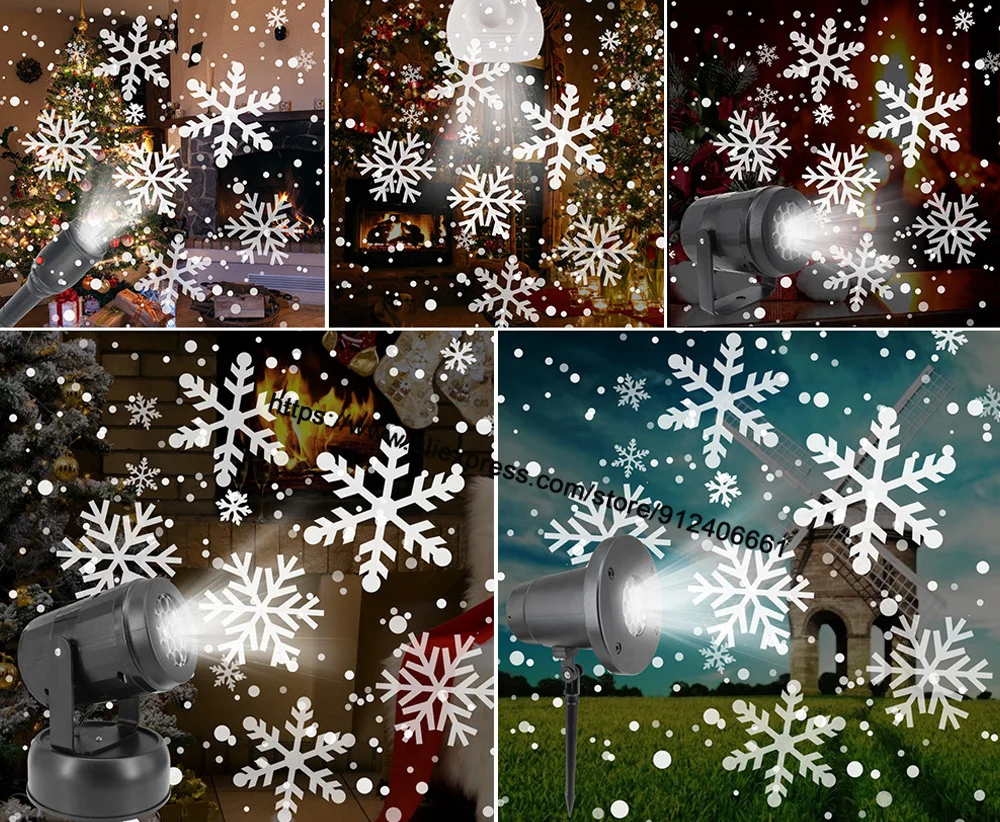 Snow Pattern Rotating Projection Lamp Landscape Lighting Christmas Party LED Stage Light IP 65 Outdoor Garden Lawn Pattern Lamp