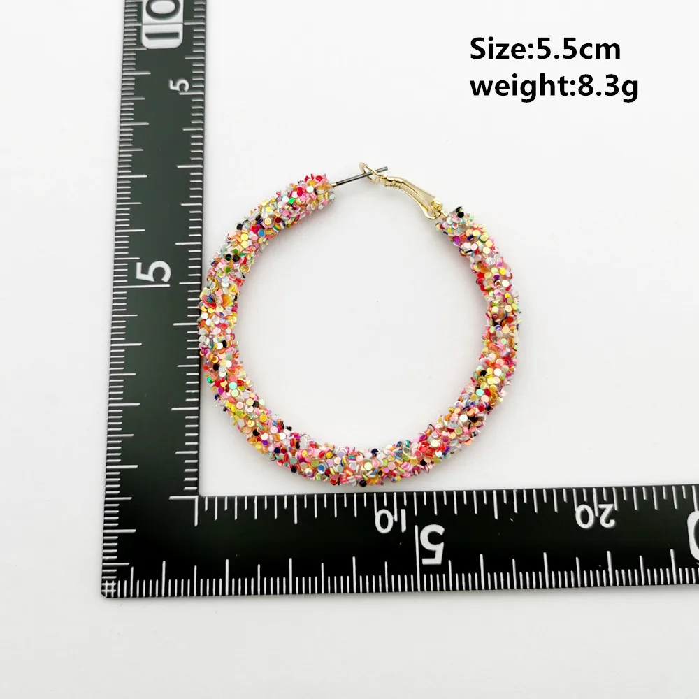 Round Circle Earring Bling-Bling Glitter Colorful Hoop Earring Newest Design Fashion Jewelry For Women Party Gift Dropshipping