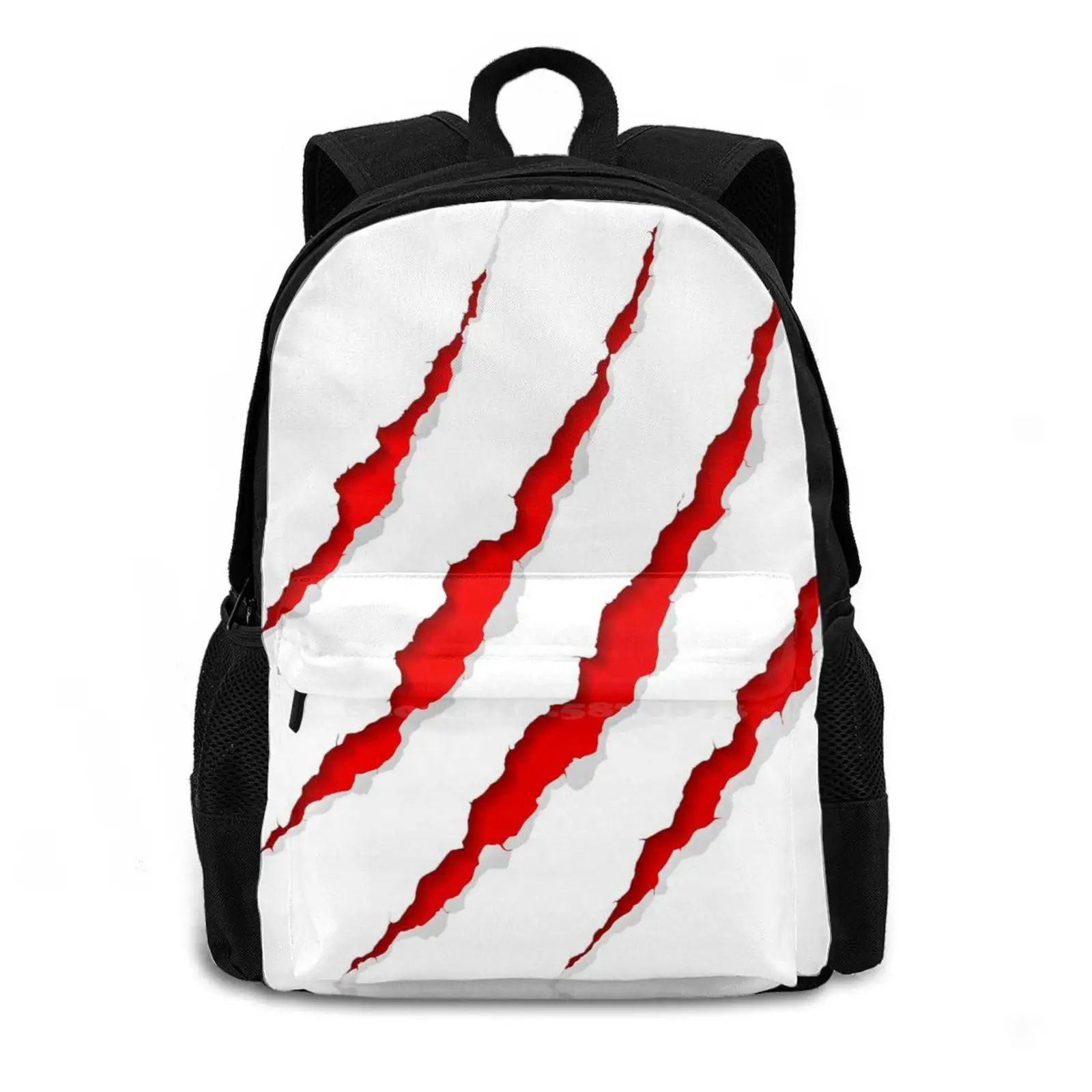 Scratches Claw Pattern Design Bagpack School Bags Scratches Claw Scratched Red White Line