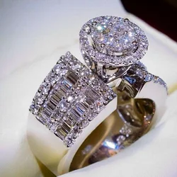 Huitan Luxury New Stylish Proposal Rings For Women With Micro Paved Wedding Engagement Rings Wholesale Lots&Bulk Rings