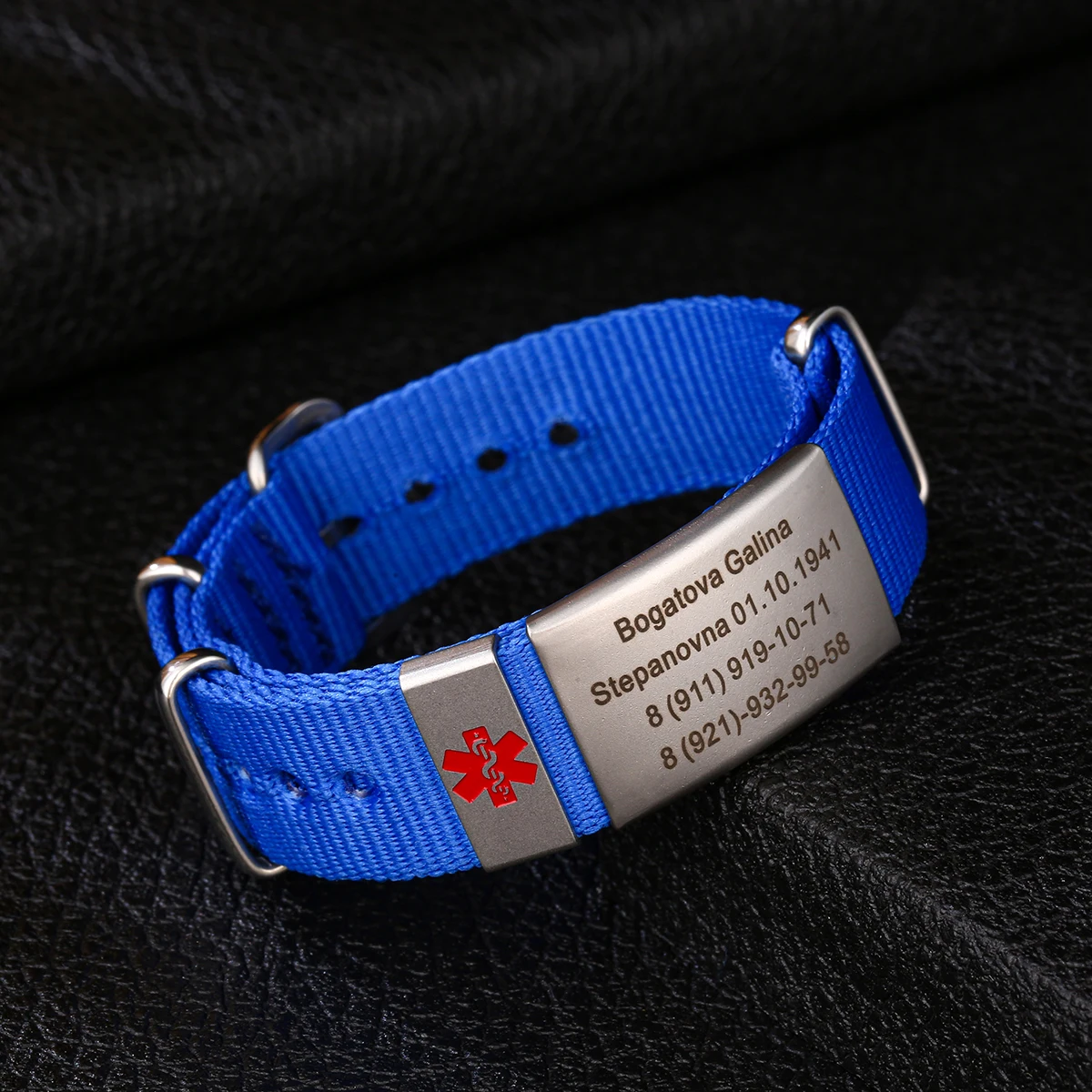 Free Engraving Medical Alert Bracelet for Men & Women Emergency Medical ID Bracelets Sport Safe Medical Bracelet Nylon Wristband