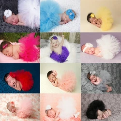 Cute Princess Newborn Photography Props Infant Costume Outfit with Flower Headband Baby Girl Dress tutu baby skirt