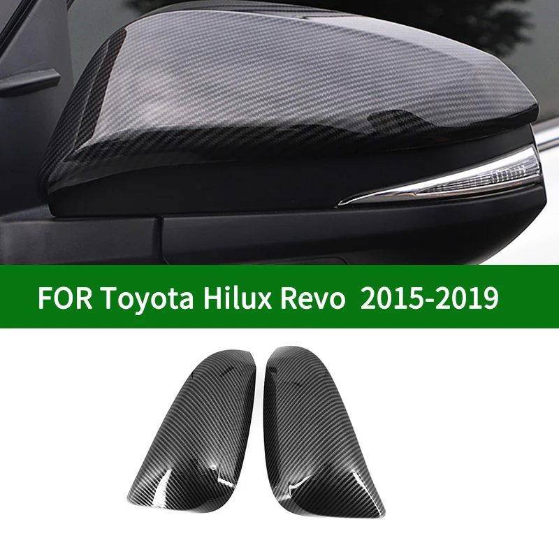 For Toyota Hilux AN120, AN130 2015-2019 car Rearview mirror cover trim,REVO black carbon fibre Side Turn Signal Mirror Covers