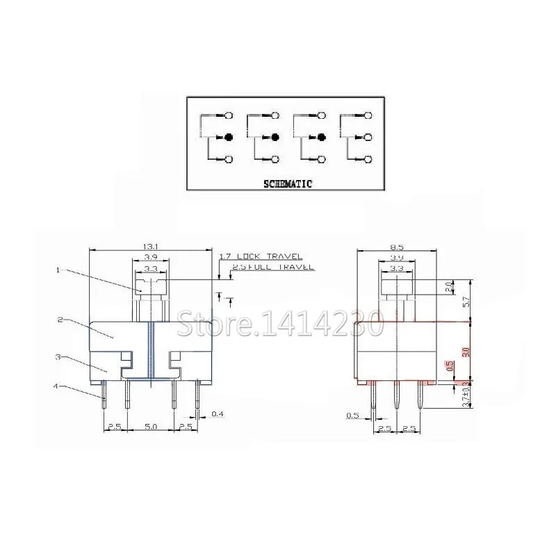 10Pcs DC30V/0.1A Multifunctional Mini Switch Double Row 12 pins self-locking 8.5x8.5x13mm Square Head Black Dual Control Button