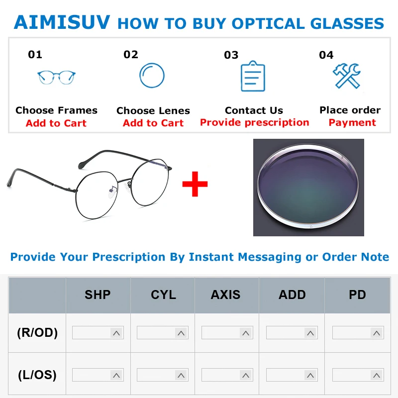 AIMISUV anti-blue light blocking clear optical single vision lens 1.56 1.61 1.67 degree spectacle lens myopia hyperopia presbyop