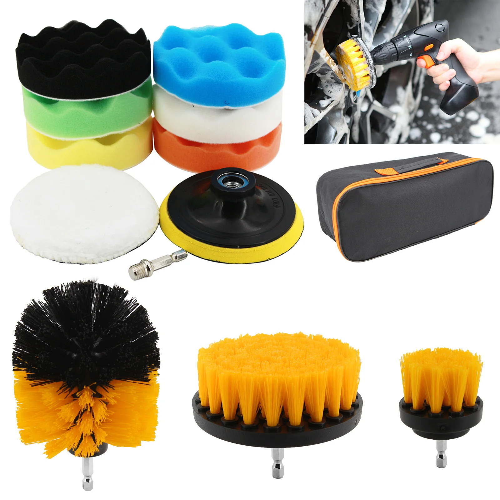 Brush Attachment Set Power Scrubber Tools Car Polisher Bathroom Cleaning Kit Kitchen Cleaning Brush Accessories