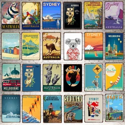 【YZFQ 】Vintage Travel Poster  Melbourne City Australia  Metal Retro Signs Wall Pub Cafe Home  Craft  Beach House Decor  DU-7195A