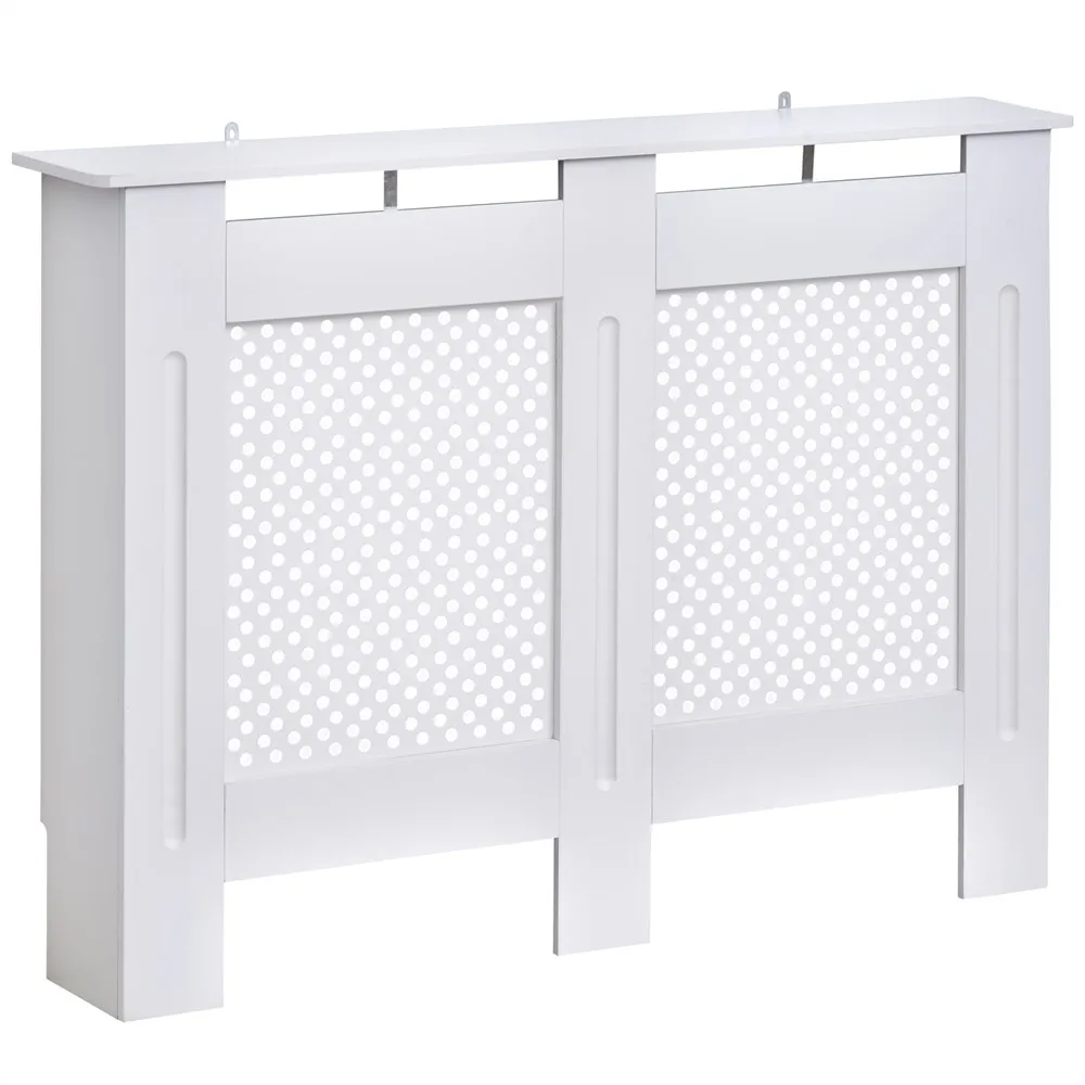 HOMCOM White Radiator Cover Wood Radiator with Shelf and Decorative Panel Elegant and Modern 111.5x19x82 cm