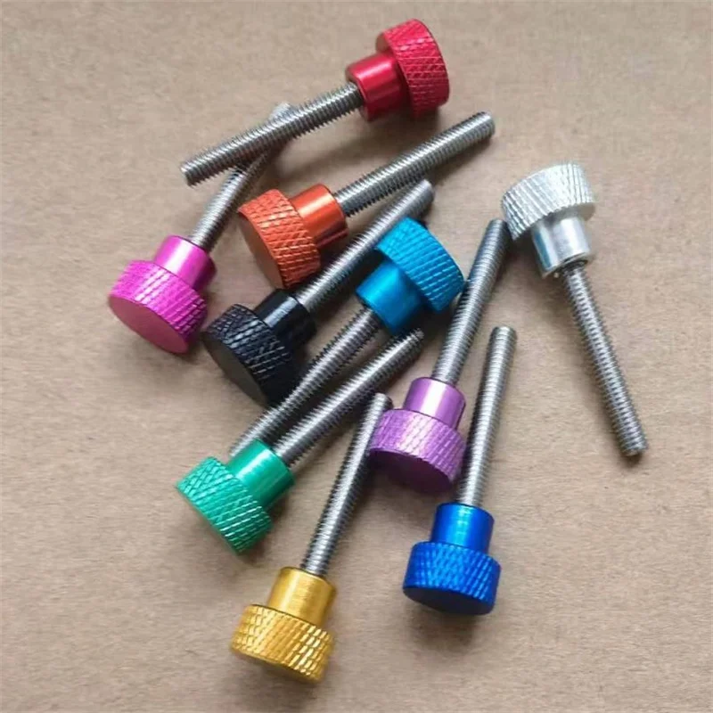 5pcs M3 M4 M5 M6 Colourful Aluminum Head Thumb Screw Stainless Steel Thread Hand Thumb Screw