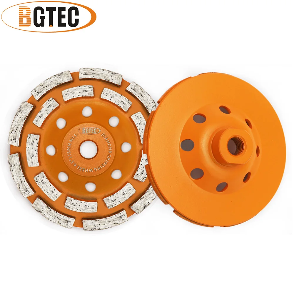 

BGTEC 2pcs 4.5inch Diamond Double Row Grinding Cup Wheel 115mm Grinding discs for concrete, Masonry, Granite marble