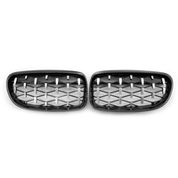 1 Pair Diamond Kidney Grille Grill Replacement Chromed Black for BMW E90 E91 3-Series Facelift Car Repaclement Parts
