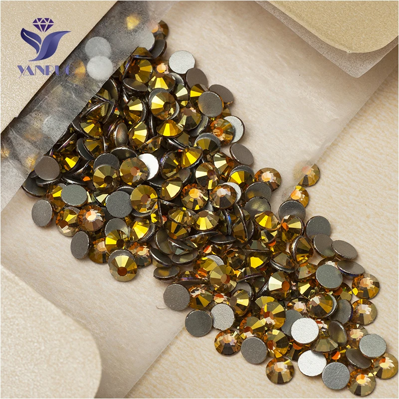 YANRUO 2058NoHF All Sizes Lt.Col.Topaz AB Crystals Rhinestones Flatback Non Hotfix Glass Strass Stones For Jewelry Making