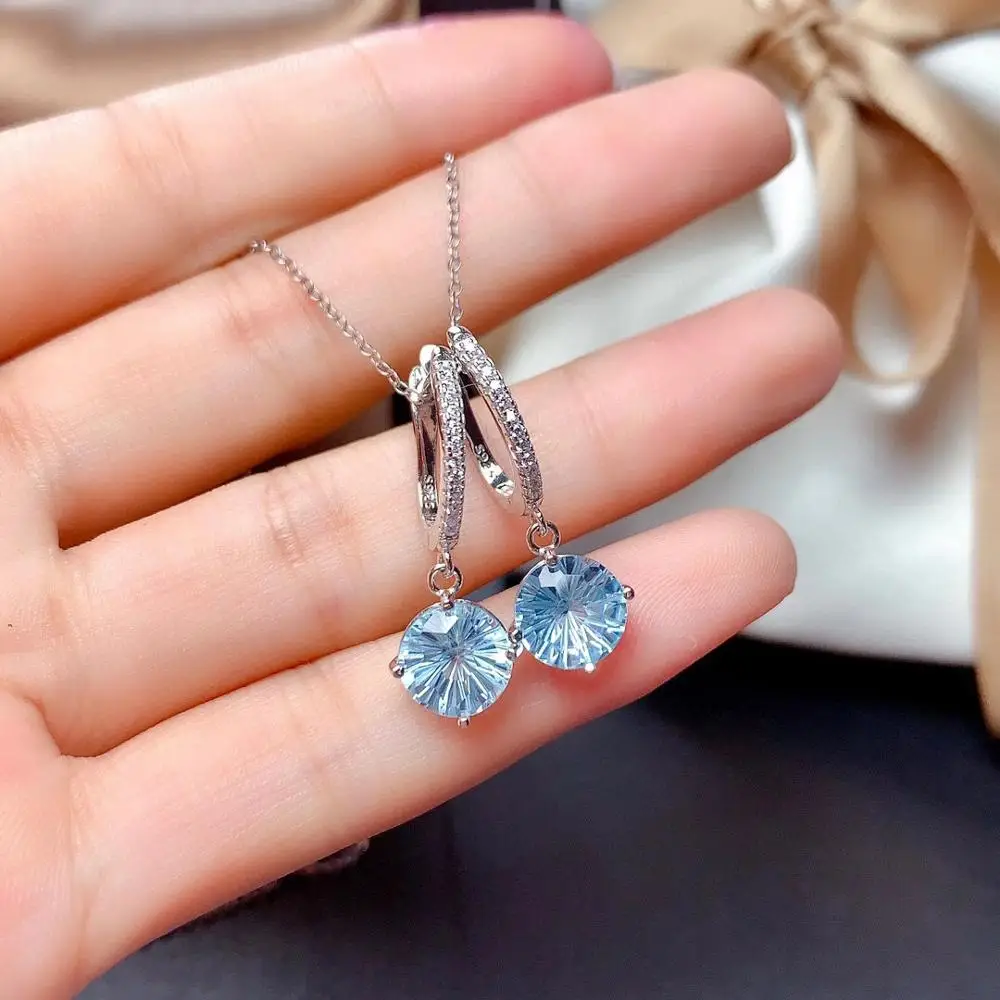 Newest attractive blue topaz stud earrings girl silver earrings birthday party  gift natural gem 925 sterling silver