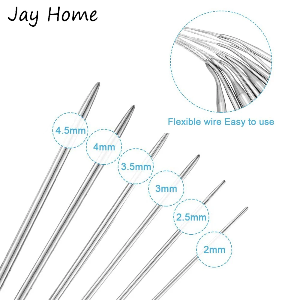 6Pcs Stainless Steel Circular Knitting Needles Set 32 Inch Crochet Needles Yarn Knitting Weaving Needles DIY Sewing Accessories