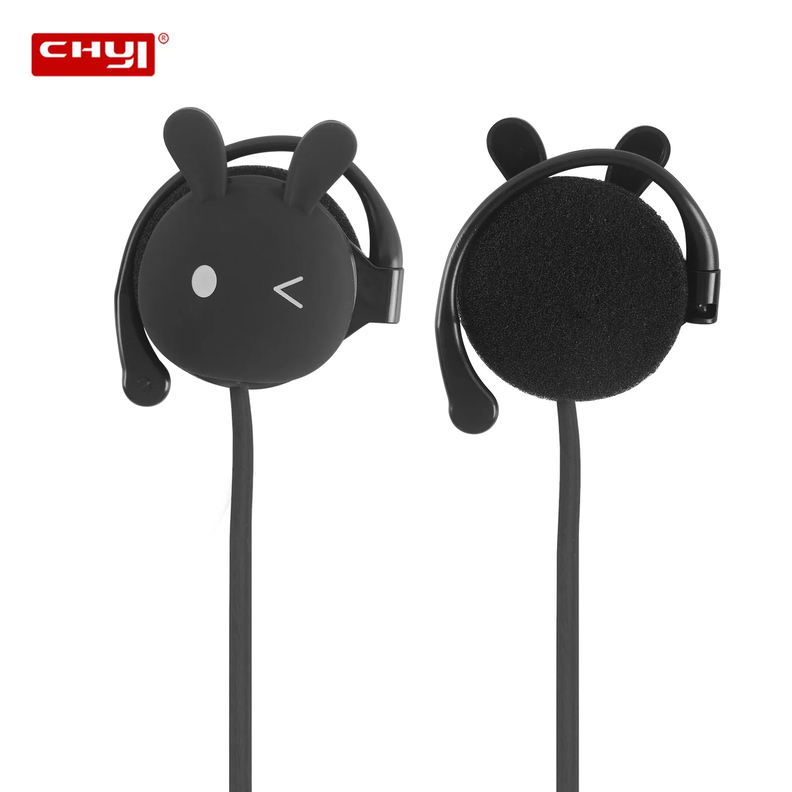 CHYI Clip-On Earphones Headsets 3.5mm Earphones Wired Hands Free Headset For Smartphones PC Gift For Girl Kids