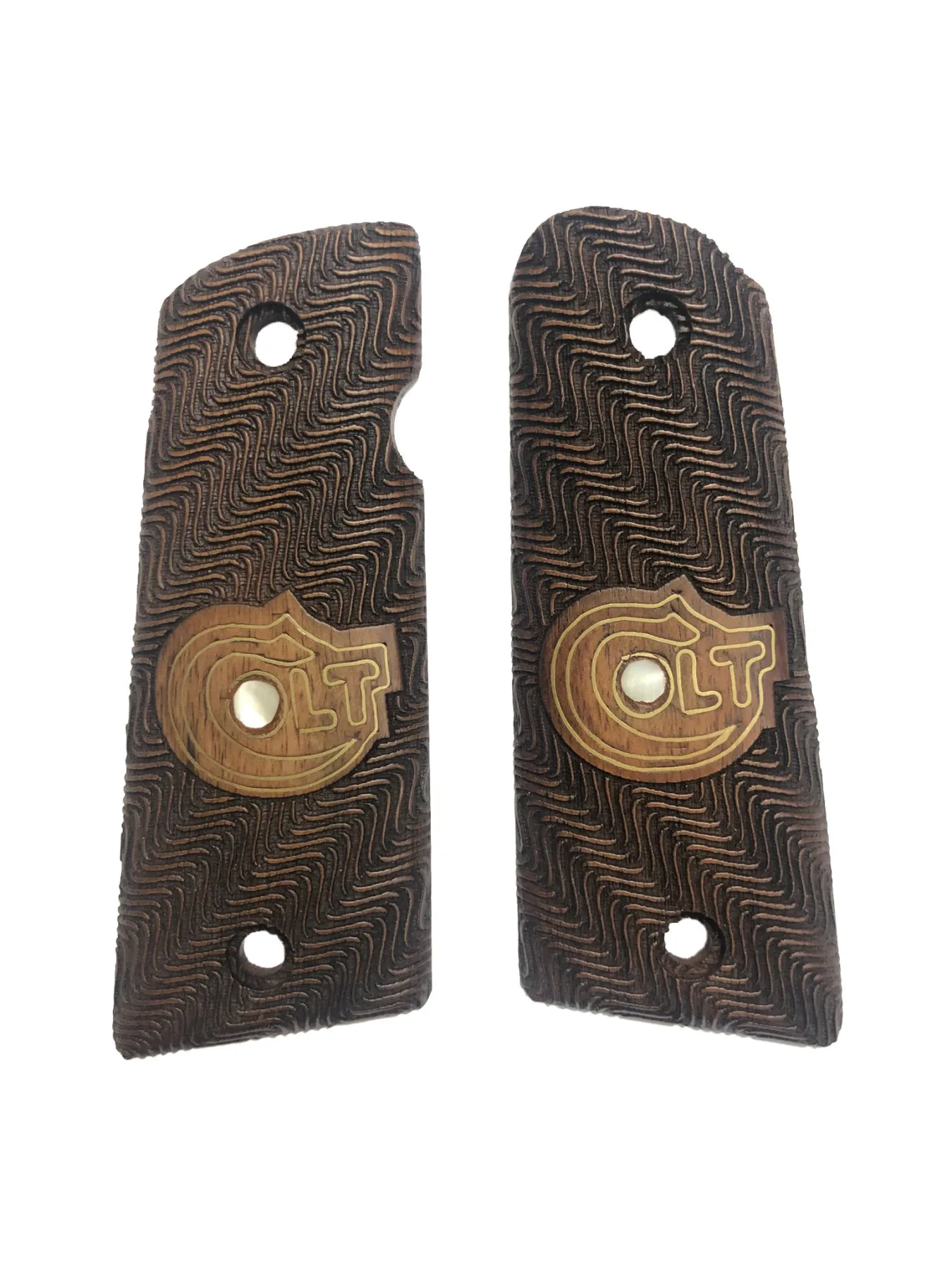 

Colt 1911 Compatible Laser Cut Wooden Grip Mod5