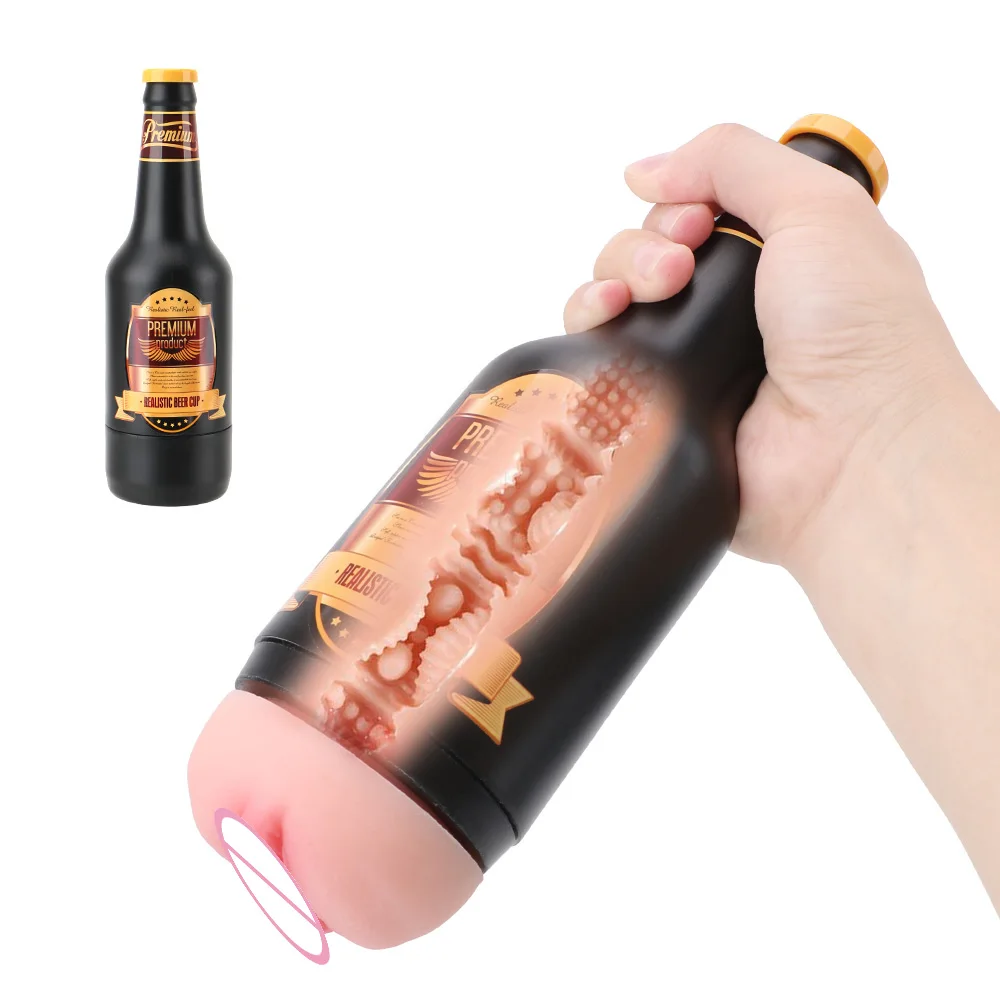 Sexy Beer Bottle Male Masturbator Vaginal Real Pussy for Men 18+ Glans Sucking Penis Exerciser Sex Toy Adult Erotic Product Shop