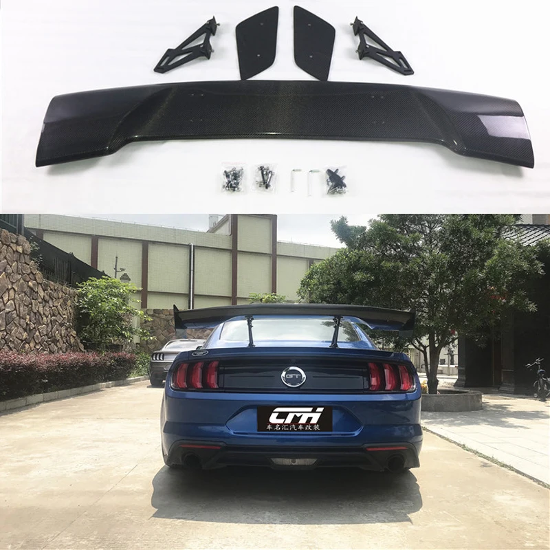 GT Style Carbon Fiber Rear Trunk Spoiler Wing Fit for Ford Mustang Coupe 2015 - UP