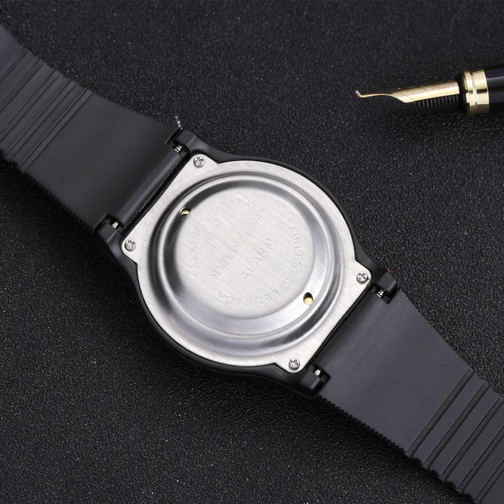 Reloj de pulsera electrónico que habla en inglés, reloj deportivo con alarma, 742E