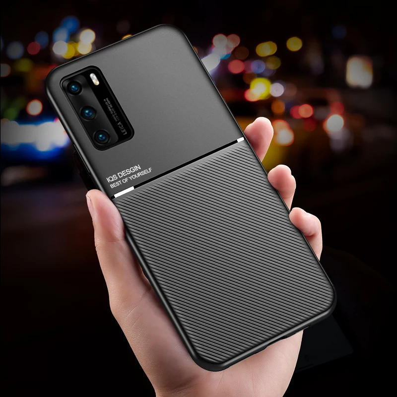 Case For Huawei P40 P40Pro P30 P20 Lite Case luxury Magnetic Car Holder Soft Cover For Huawei P30 P20 Pro P10 Plus Phone Cases