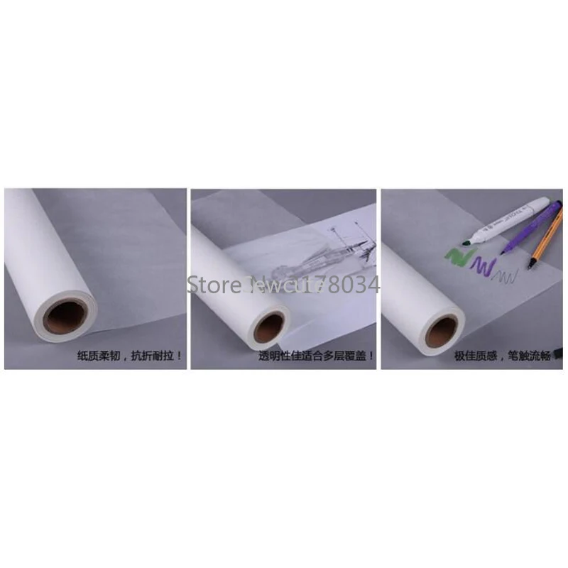 50 YDS 12IN Wide Sketching and Tracing Paper Painting Paper Roll For DIY Sewing Pattern Clothing design Drawing 30 45 60cm wide