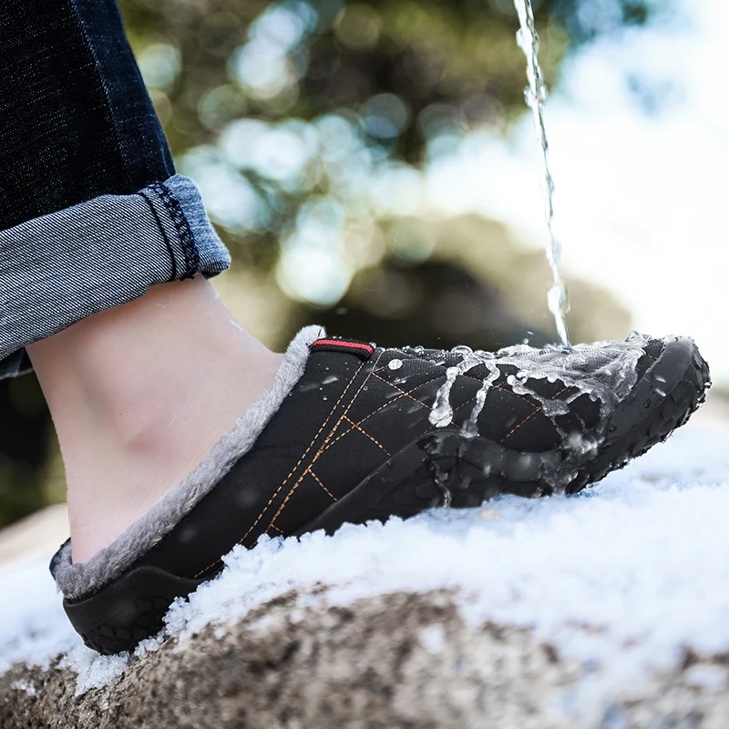 Slippers Men's Winter Outdoor Men's Shoes Waterproof and Cold-proof Non-slip Casual Shoes Men's Plush Warm Home Cotton Slippers