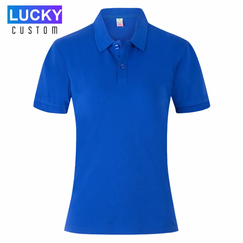 Vrouwen 100% Gekamd Katoen Puur Katoen Korte Mouwen Polo Shirt Custom Gedrukt Borduurwerk Lgoo Effen Kleur Ademend Polo shirt