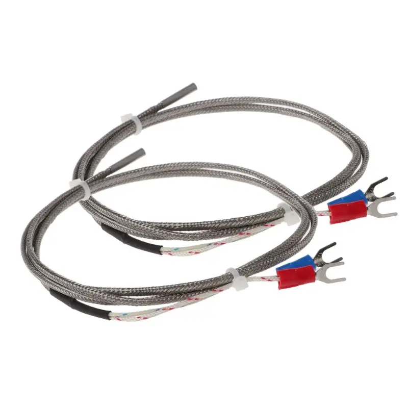 2Pcs 1m K-Type 0 to 600 Degree Thermocouple Temperature Controller Probe 3x15x1000