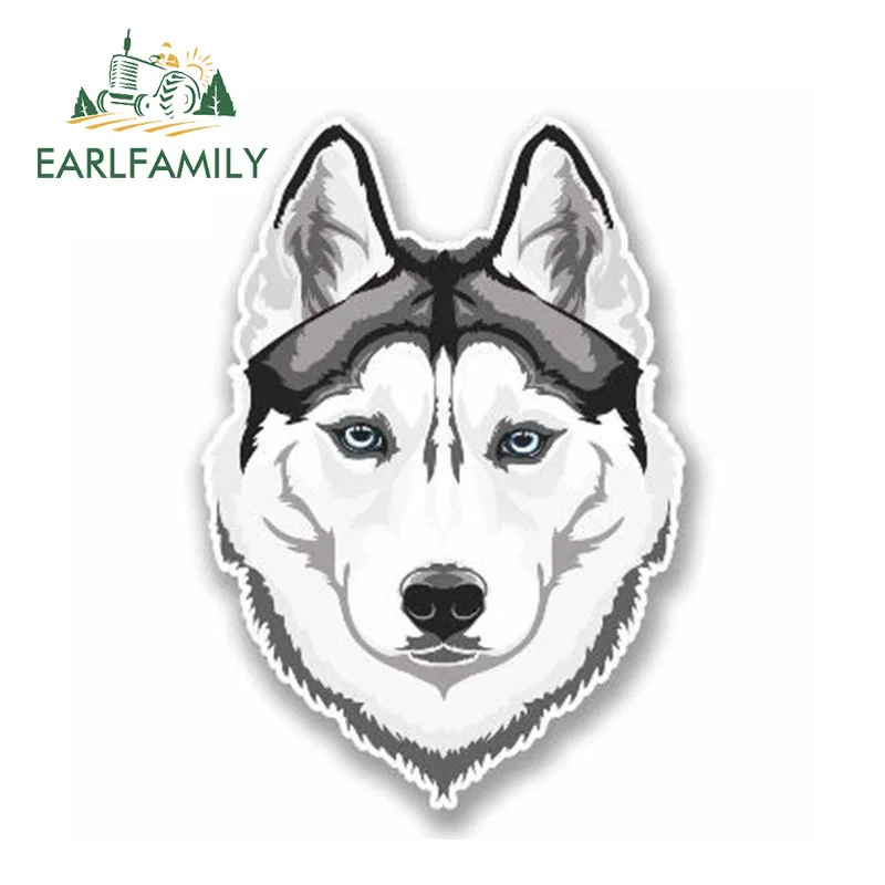 EARLFAMILY 13cm x 10cm Car Sticker White Husky Wolf Vinyl Sticker Laptop Travel Luggage Siberian Husky Car Styling Accessories