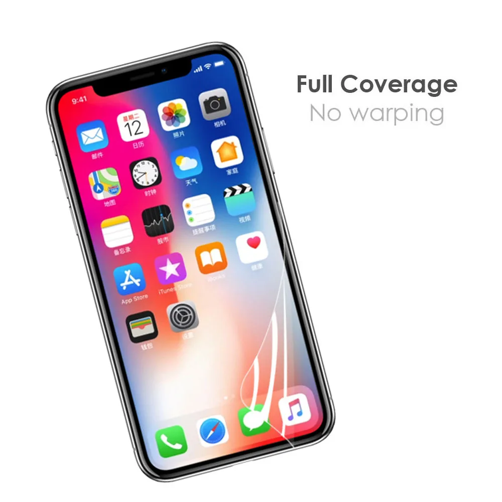 HD Soft TPU Full cover screen protector Nano-coated front film For iPhone X 8 7 6 6s Plus (Not tempered glass)