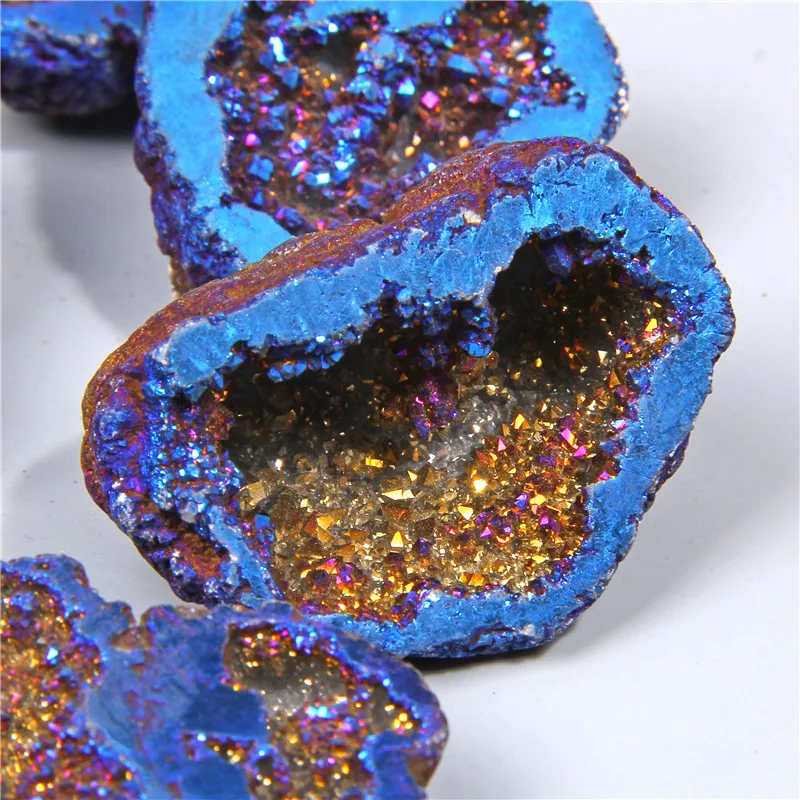 Half-cut Natural Druzy Pendant Irregular Geode Stone Quartz Charm for Jewelry Making DIY Necklace Female Crystal Pendant 1pcs