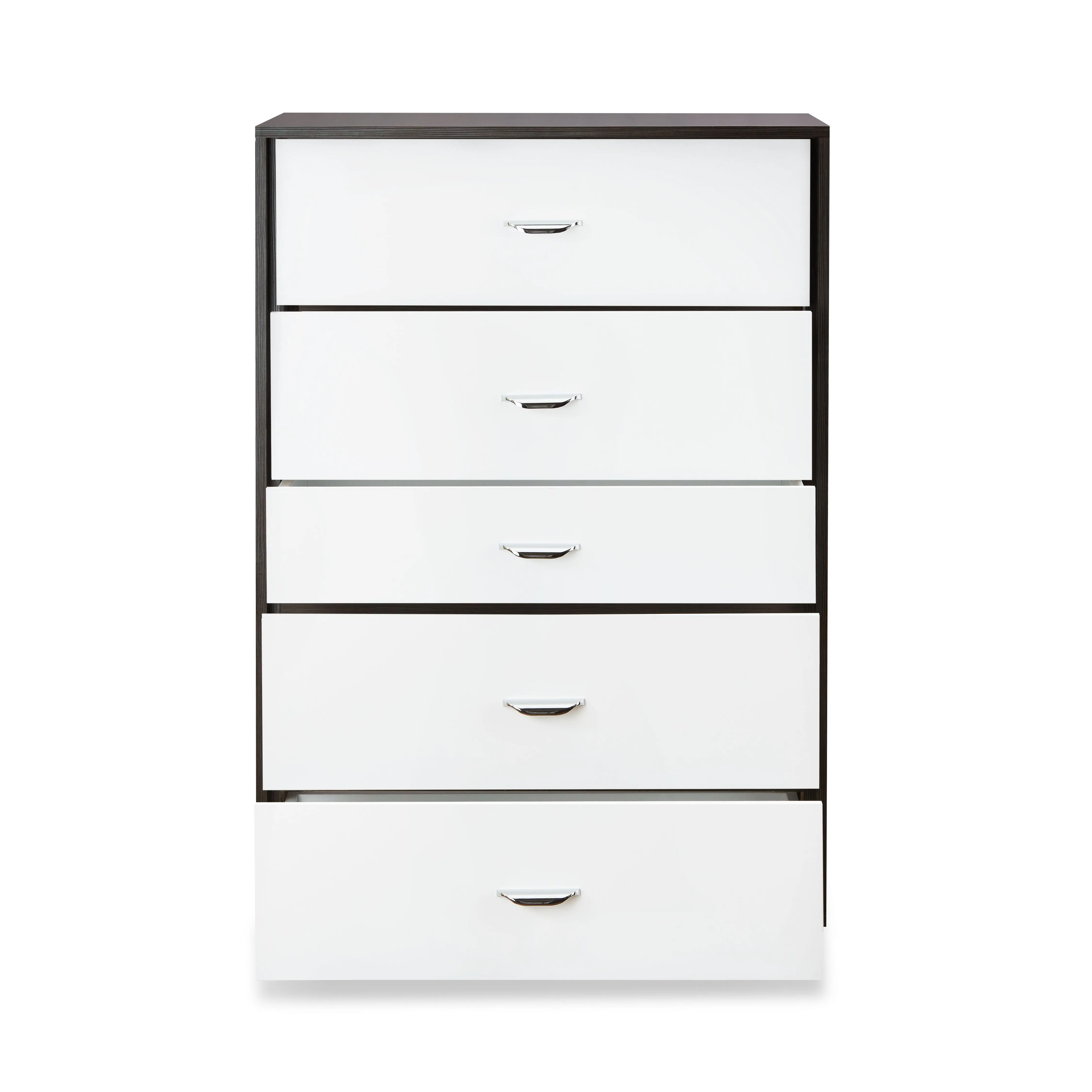 5 Drawers Side Table Chest of drawers  Eloy Chest in White & Espresso  Suitable for Bedroom Living Room US Warehouse