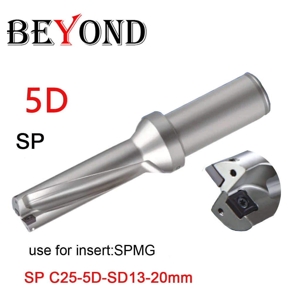 

Сверло BEYOND SP типа U, сверло 5D SD 15 15,5 16 17,5 18 19 20 мм, индексируемое сверло U сверление, вставка SPMG060204, быстрое отверстие с ЧПУ