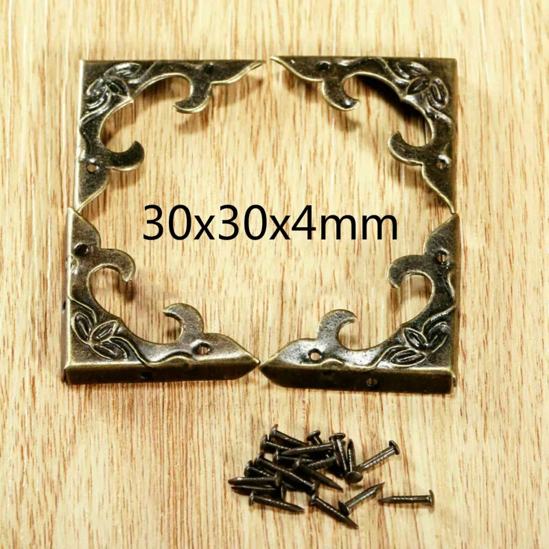 4/20pcs Antique BrassJewelry Decoration Corner Bracket Wooden Box Foot  Corner Protector Crafts Furniture Fittings Hardware.