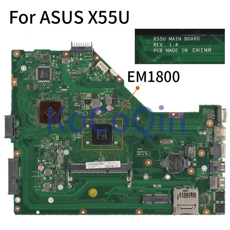 

X55U For ASUS X55U Core EM1800 Notebook Mainboard REV.1.4 Laptop Motherboard DDR3