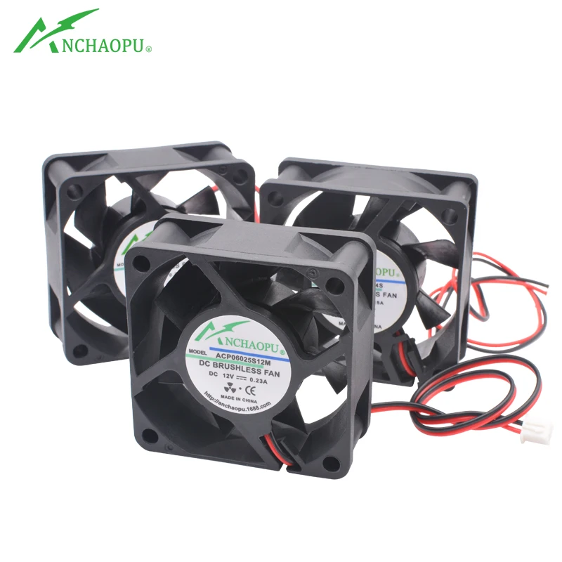 Wentylator ACP6025S 6cm 60mm 60x60x25mm DC5V 12V 24V USB 2pin wentylator chłodzący do obudowy, procesora, konwertera mocy