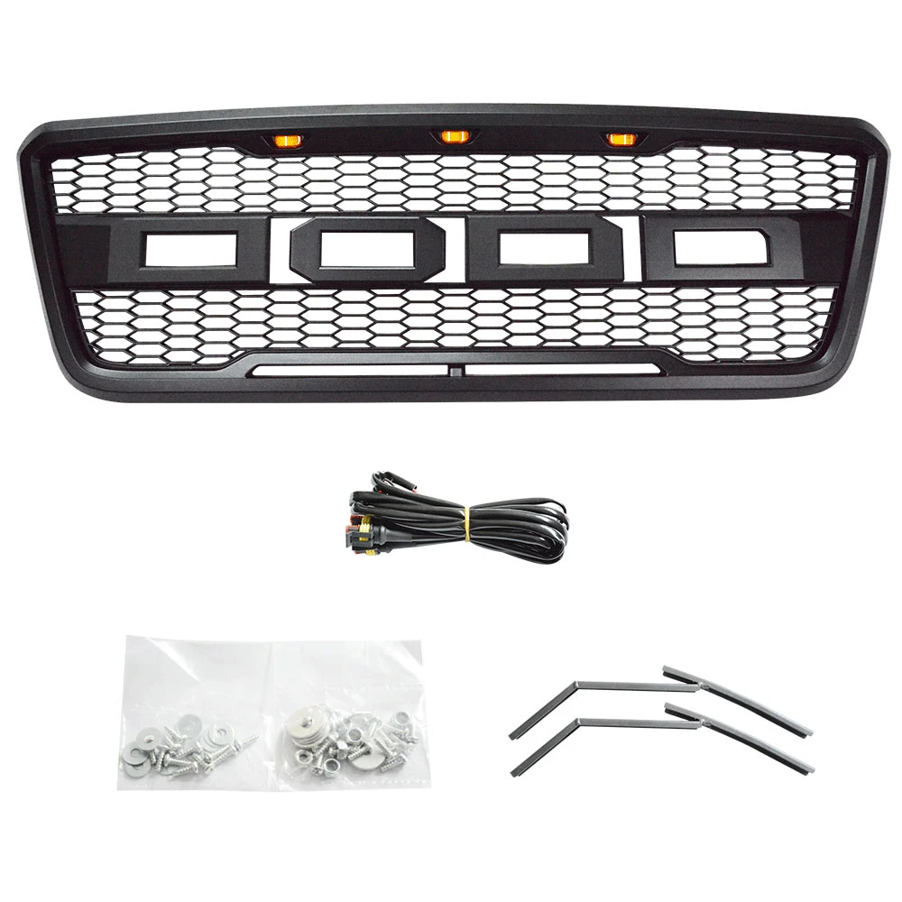 Modified For F150 Raptor Grills For F-150 2004 2005 2006 2007 2008 Front Racing Grills Front Grill Mesh Bumper Grilles Cover