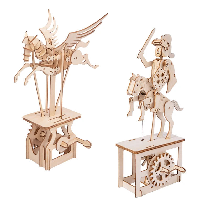 

Wooden 3D Assembled Creative DIY Puzzle Mechanical Transmission Pegasus Knight Model Assembled Toy Montessori Children Gifts