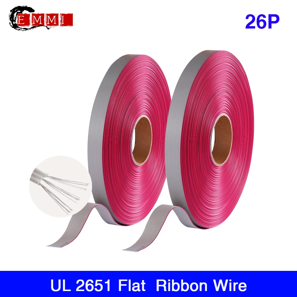 

76 meters PVC material Tinned copper Flat Ribbon Cable UL265128AWG 26Pin 1.27mm pitch Grey Color cable 7*0.127mm for LED screen