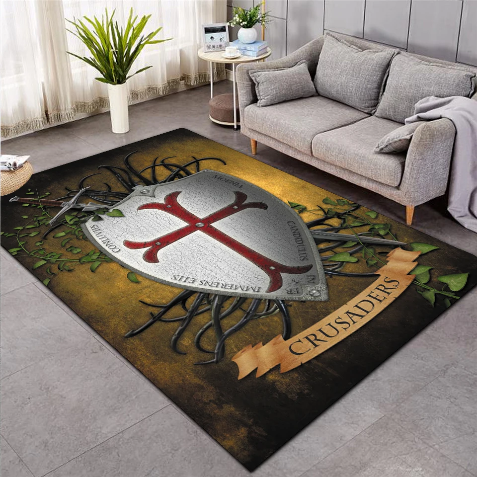 

Knights Templar cavalier Carpet Soft Flannel 3D Print Rug Parlor Mat Area Rug Anti-slip Large Carpet Rug Living Room Decor 04