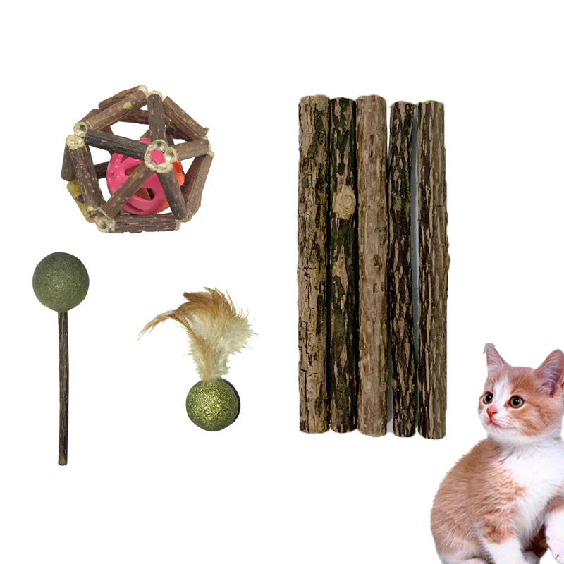 Natural Catnip Stick Silvervine Bell Ball Mint Ball Catnip Lollipop Cat Accessories Pet Kitten Teeth Grinding Toys Interactive