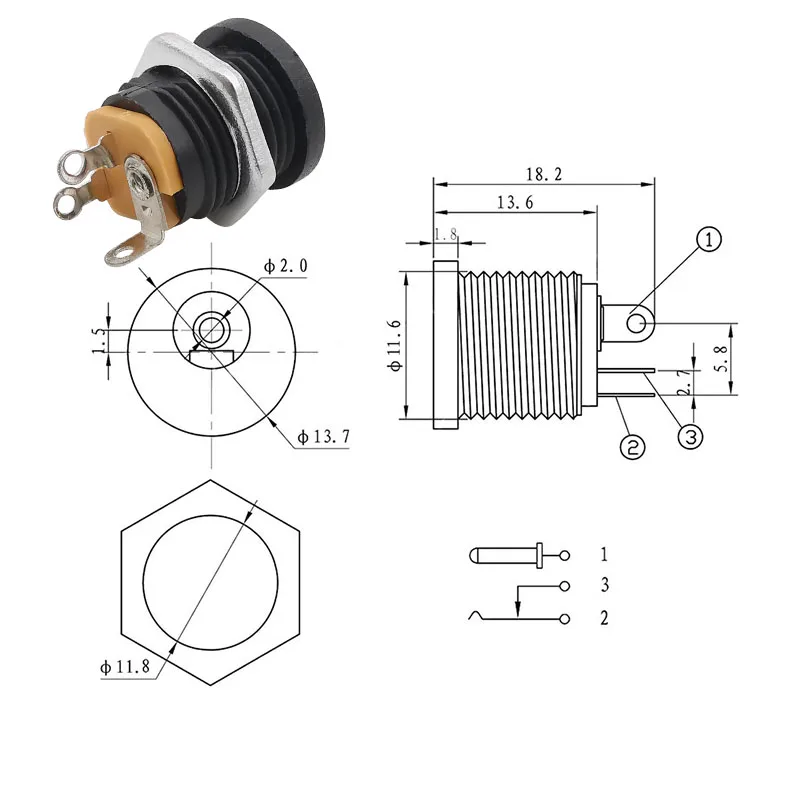 10 Stücke 5,5x2,1mm DC Power Männlich Weiblich Adapter DC-022 DC-025M DC-005 DC-022B 5,5*2,1mm DC Netzteil Stecker Jack Buchse Stecker – Detail 2