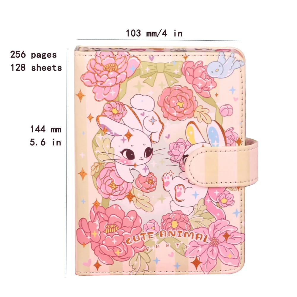 256 Page Children Cute Notebook Color Page Illustration Magnetic Button Soft Leather Diary Student Planner Agenda Notepad Book